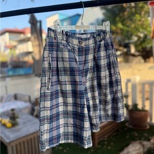 Vintage preppy Karen Scott pleated Plaid 90s high waisted Bermuda shorts
